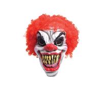 Adults Red White Scary Foam Halloween Clown Crazy Hair Full Face Mask Accessory