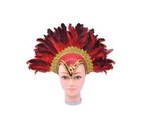 Official Forum Ladies Feather Helmet Red Jewel & Plume
