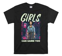 Official Girls Can Game Too Gamer Men Women Unisex Top T Shirt-XL Black