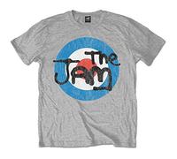 Official Grey T Shirt THE JAM Spray Bullseye VINTAGE Distressed L