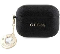 Guess Fixed Glitter Heart Diamond Charm Case for Airpods 2 Pro Black