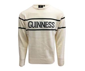 Official Guinness Men's Knit Sweater with Green Guinness Text, Cream Colour