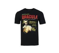 Official Hammer Horror Dracula Movie Poster T-Shirt - Peter Cushing and Christopher Lee Classic Film Design (UK, Alpha, L, Regular, Regular) Black