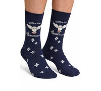 Official Harry Potter Hedwig Night Socks for Men - Navy Blue Crew Socks with Owl & Hogwarts Letter Design - Licensed Wizarding World Gift - Size UK 6-11 (EU 39-46)