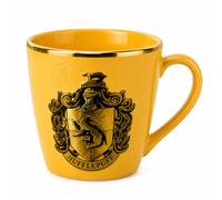 Official Harry Potter Hufflepuff Mug - Gold Foil & 3D Embossed Crest Ceramic Coffee Cup with Gift Box, Wizarding World Collectible for Tea & Coffee Lovers