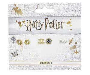 Official Harry Potter Stud Earring Set including Time Turners, Chocolate Frogs, and Glasses with Lightning Bolt earrings by The Carat Shop