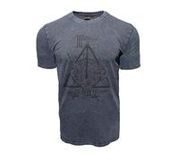 Official Harry Potter™ Unisex Acid Wash Deathly Hallows™ T-Shirt | Vintage Wash Cotton Tee | Wizarding World Apparel for Men & Women (L)