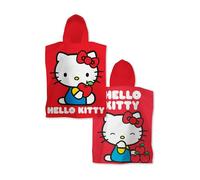 Official Hello Kitty Hooded Towel Poncho | Super Soft Feel, Cheeky Design | Swimming Changing Robe Perfect The Home, Bath & Beach, Red, 55 x 50 cm