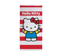 Character World Official Hello Kitty Kids Towel | Super Soft Feel, Cheeky Stripey Design | Perfect The Home, Bath, Beach & Swimming Pool | One Size 70cm x 140cm
