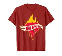 Official Hot Wheels Fiery Heart, Multiple Colours T-Shirt, Men, Cranberry Red, Medium