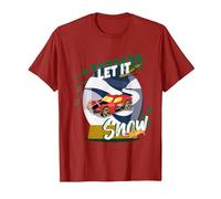 Official Hot Wheels 'Let It Snow' Design, Multiple Colours T-Shirt, Men, Cranberry Red, Large