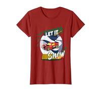 Official Hot Wheels 'Let It Snow' Design, Multiple Colours T-Shirt, Women, Cranberry Red, X-Small
