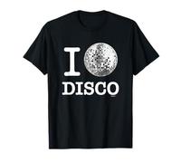 Official I Love Disco T-Shirt, White Mirror Ball Tee Shirt T-Shirt