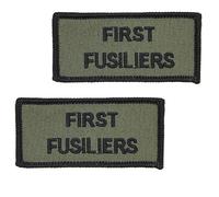 Official Issue First Fusiliers Hook and Loop Shoulder Flash Black Edge Pair