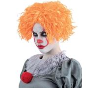 Official IT Chapter 2 Pennywise Ladies Orange Curly Wig Halloween Licensed
