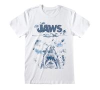Official Jaws Movie Poster T-Shirt - White - One-Colour Print - Universal Studios Licensed Retro Graphic Tee for Men & Women (UK, Alpha, L, Regular, Regular)