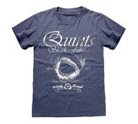 Official Jaws Quint’s Shark Fishing T-Shirt - Heather Navy - Vintage Movie Graphic Tee for Men & Women - Universal Studios Licensed Apparel (UK, Alpha, L, Regular, Regular)