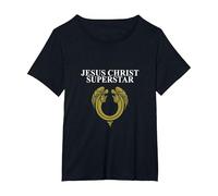 Official 'Jesus Christ Superstar' 1970 Classic Logo Black T-Shirt, Women's Plus, Black, 6X