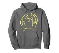 Official John Lennon Drawing Signature Rock Retro Vintage Pullover Hoodie, Adult Unisex, Asphalt Grey, Medium