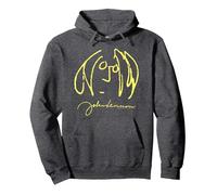 Official John Lennon Drawing Signature Rock Retro Vintage Pullover Hoodie, Adult Unisex, Dark Heather Grey, X-Large