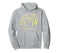 Official John Lennon Drawing Signature Rock Retro Vintage Pullover Hoodie, Adult Unisex, Heather Grey, Small