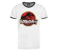 Official Jurassic Park Japanese Logo Unisex White T-Shirt, Medium