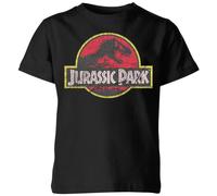 Official Jurassic Park Logo Vintage Kids T-Shirt Black - YS
