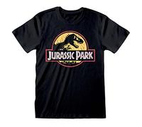 Official Jurassic Park Original Logo Distressed Unisex Black T-Shirt, Black, XL