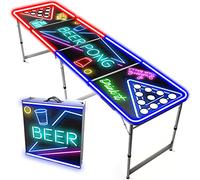 Official LED Light Beer Pong® Table with Holes | Neons | Premium Quality | Official Dimensions | Waterproof & Scratch Resistant | Lightweight | Party Games | OriginalCup®