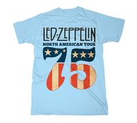 Official Led Zeppelin T-Shirt 1975 North American Tour Blue Rock Fan Apparel Fit