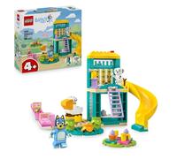 LEGO Bluey Playground Fun with Bluey and Chloe - Toy for 4+ Year Old Girls & Boys - incl. 2 Minifigures, a Functional Pink See-Saw, Slide, Climbing Frame & 3 Plants - Gift for TV Show Fans - 11201