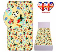 Bing Bunny Single Fitted Sheet - 100% Cotton, Pale Yellow, 90x200x25 cm, 40C Machine Wash, Tumble Dry Low, Bing & Friends