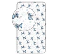 Disney Stitch Fitted Sheet Stitch "Ohana White" 90 x 200 cm, 100% Cotton