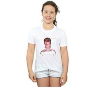 Official Licensed David Bowie Aladdin Sane Version Girls T-Shirt - Classic Graphic T-Shirt, Soft Cotton Short Sleeve Tee, Crew Neck Fan Gift, White