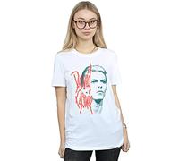 Official Licensed David Bowie Aladdin Sane Version Women's Boyfriend Fit T-Shirt - Retro Rock Tee, Soft Cotton, Everyday Comfort, UK - Machine Washable - Unisex White