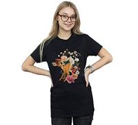 Official Licensed Disney Bambi Meadow Women's Boyfriend Fit T-Shirt - Cozy Everyday Tee, Relaxed Crew Neck, UK - Available in Multiple UK Sizes - Machine Washable - Officially Licensed - Unisex Black
