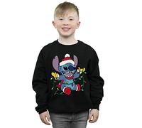 Official Licensed Disney Lilo and Stitch Christmas Lights 9 11 Years Boys Sweatshirt - Soft Fleece Crew Neck Sweatshirt, Front Graphic Print, Warm Jumper, Fan Gift, Available in Multiple UK Sizes