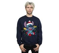 Official Licensed Disney Lilo & Stitch Christmas Lights Mens Sweatshirt - Festive Navy Blue UK - Available in Multiple UK Sizes - Machine Washable - Officially Licensed - Premium Quality - Unisex