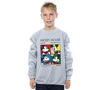 Official Licensed Disney Mickey Mouse Square Colour Boys Sweatshirt - Soft Fleece Crew Neck Sweatshirt, Front Graphic Print, Warm Jumper, Fan Gift, Sport Grey