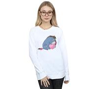 Official Licensed Disney Winnie The Pooh Eeyore Mouth Women's Sweatshirt - Soft Fleece Crew Neck Sweatshirt, Front Graphic Print, Warm Jumper, Fan Gift, Available in Multiple UK Sizes White