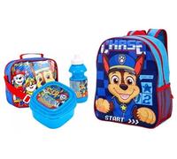 Official Licensed Kids 4-Piece School Set Backpack, Lunch Bag, Water Bottle & Snack Box Back to School Bundle for Boys & Girls (Standard PP Game On Chase + 3Pcs Lunch Set Bundle 8)