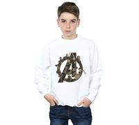 Official Licensed Marvel Avengers Infinity War Marvel Logo Boys' Sweatshirt - Soft fleece lining, durable print, comfortable fit, UK - Machine Washable - Unisex White