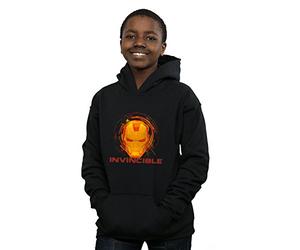 Official Licensed Marvel Avengers Iron Man Invincible Boys Hoodie - Superhero Pullover, Soft Fleece Lined, Regular Fit Kids Hoodie UK - Machine Washable - Unisex Black