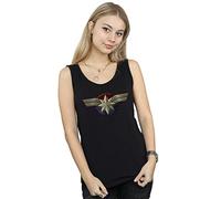 Official Licensed Marvel Captain Chest Emblem Women's Vest - Sleeveless Graphic Vest Top, Soft Casual Summer Top, Fan Gift, Available in Multiple UK Sizes Black