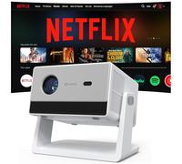 Official Licensed Netflix Smart Projector, HAPPRUN Projector with Wifi and Bluetooth, DoIby Audio, Built-in Apps, Native 1080P, Electric Focus, Portable Projector for Home Cinema, Bedroom