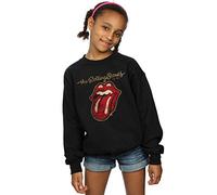 Official Licensed Rolling Stones Tongue Logo Girls' Sweatshirt - Iconic Band Print, Soft Fleece Interior, UK - Machine Washable - Officially Licensed - Premium Quality Black