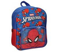 Official Licensed Spider-Man Children's Backpack - Blue and Red School Backpack with Transparent Front Pocket and Zippers, One Size, Ideal for Daycare and Back to School