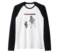 Official Licensed Tomb Raider Lara Croft vs Bear Raglan Baseball Tee