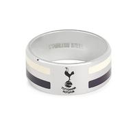 Official Licensed Tottenham Hotspur Stainless Steel 2 Colour Stripe Band Ring - Medium Mens/Unisex Football Gift