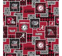 Official Licensed University of Alabama Cotton Quilting Fabric-Alabama Crimson Tide Argyle Boxes Cotton Fabric Sold by The Yard